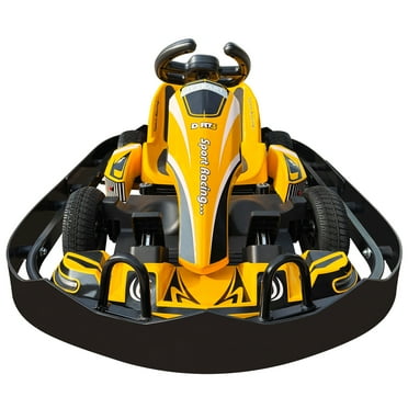JYXKART Kids Go Kart, DRT3 Electric Go Kart Build in 350W*2 AC Brushless Motor with 36V8A Removable Lithium Battery, 40km/h High Speed Racing Drifting Go Karts for kids Ages 6  (Yellow)