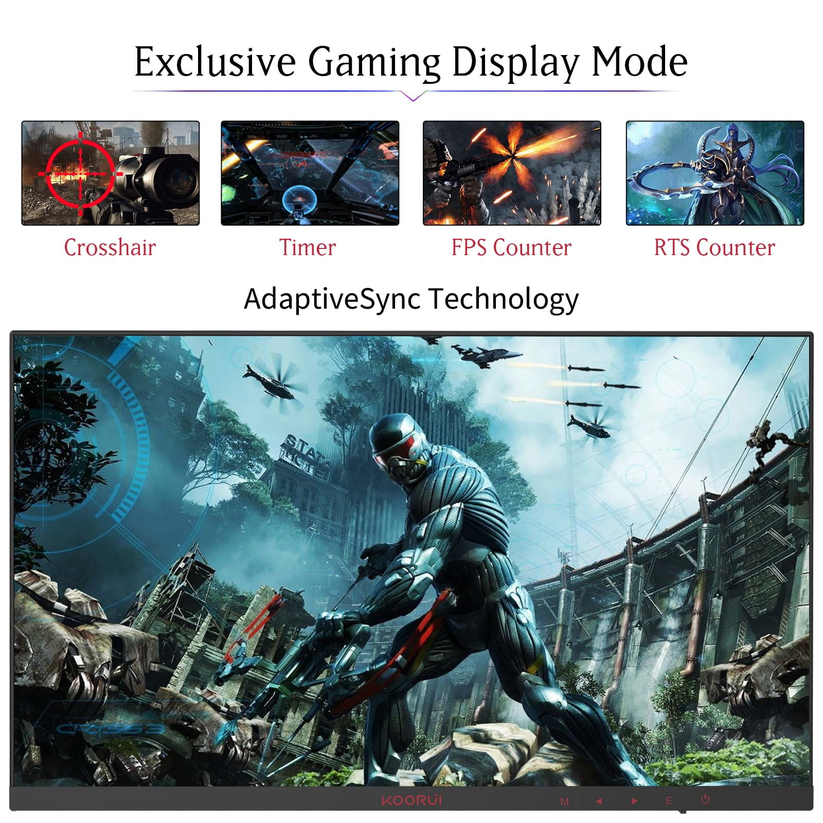 KOORUI 24 Pulgadas FHD 165Hz/144Hz Monitor de Juegos Adaptativo-sync 1080P HDMI/DisplayPort, 24E4