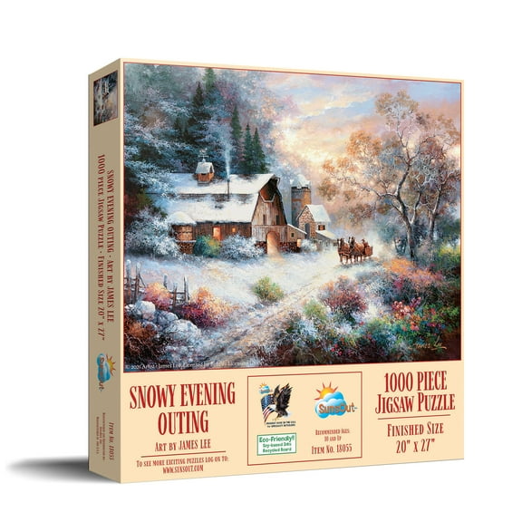 SUNSOUT INC - Snowy Evening Outing - 1000 pc Jigsaw Puzzle by Artist: James Lee - Finished Size 20" x 27" Christmas - MPN# 18055