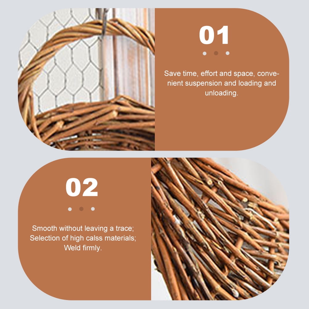 Gymnture Wicker Hanging Flower Planter: 2pcs Round Railing Planter (26x20cm)