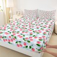 thumbnail image 3 of Manfei Cartoon Cherry Child Queen Sheet Sets, White Blue Plaid Flat Sheet, Chic Fashion Stripes Abstract Queen Fitted Sheet, Luxury Bedroom Decor, 4pcs, 3 of 7