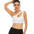 thumbnail image 2 of One Shoulder Sports Bra for Women One Strap Sports Bra Removable Padded Sports Bra with Hollow Out, 2 of 5