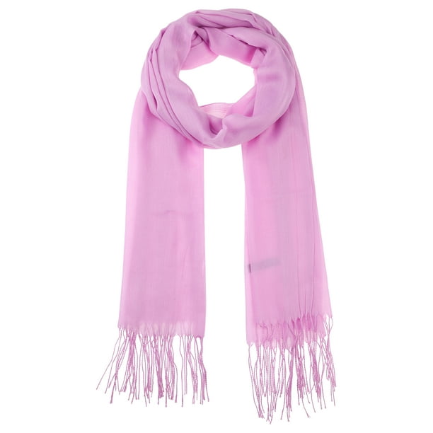 Bufanda de invierno cálida de imitación de cachemira INSPIRE CHIC, chal de flecos de color sólido para mujeres y hombres 78.7"x27.6" púrpura claro