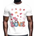 thumbnail image 2 of Camisetas para hombre, camiseta de algodón con cuello redondo y corazones románticos, de manga corta, para San Valentín, con letras de labios y corazones., 2 of 8