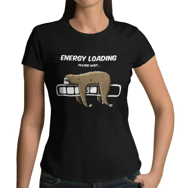 Playera Meme Perezoso Energy Loading Dama