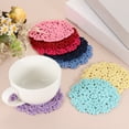 thumbnail image 5 of Posavasos de tela, 8 piezas de 4" - Doilies de ganchillo de algodón tejido, tapete de taza de bordado de encaje con patrón floral para decoración de fiestas de boda (Púrpura claro), 5 of 5