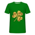 thumbnail image 3 of Blusas y camisas de manga corta con cuello redondo para hombre. Blusa de poliéster con hombros caídos y cuello redondo con estampado del Día de San Patricio., 3 of 3