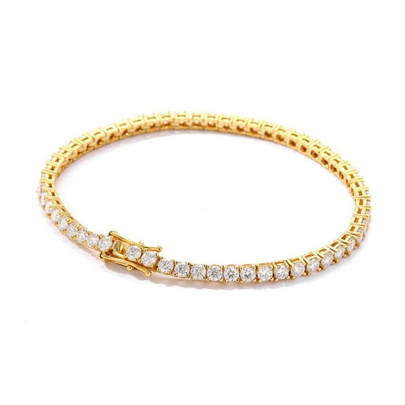 3mm Moissanite Tennis Bracelets Round Cut D Color VVS1 Clarity White/Gold/Rose Gold Diamond Bracelets for Women S925 Sterling Silver Bracelets(5.5-9 inchs)
