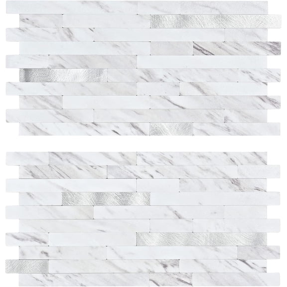 20 Sheet Peel and Stick Backsplash, White Marble PVC Wall Tile for Kitchen Backsplash
