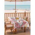 thumbnail image 2 of Outdoor Table Cloth with Umbrella Hole and Zipper, Pink Snowman Christmas Waterproof Rectangle Tablecloth 60"x102", Pink Striped Yellow Snowflake Washable Table Cover for Outside Party Patio Picnic, 2 of 8