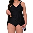 thumbnail image 6 of MecTo Women's Plus Size 2 Piece Tankini Set High Waist Tummy Control Bathing Suit with Swim Skirt, 6 of 8