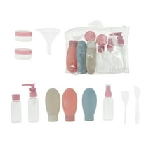 Unique Bargains 11 Pcs Travel Size Toiletries Bottles Containers Leakproof Squeezable Refillable Travel Bottles Set Pink Beige Blue