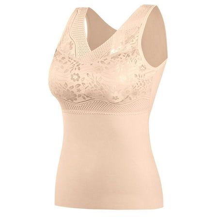 

SDJMa Lace Hourglass Sculpting Self Heating Vest for Women 2-in-1 Built-in Bra Negative Ions Thermal Underwear
