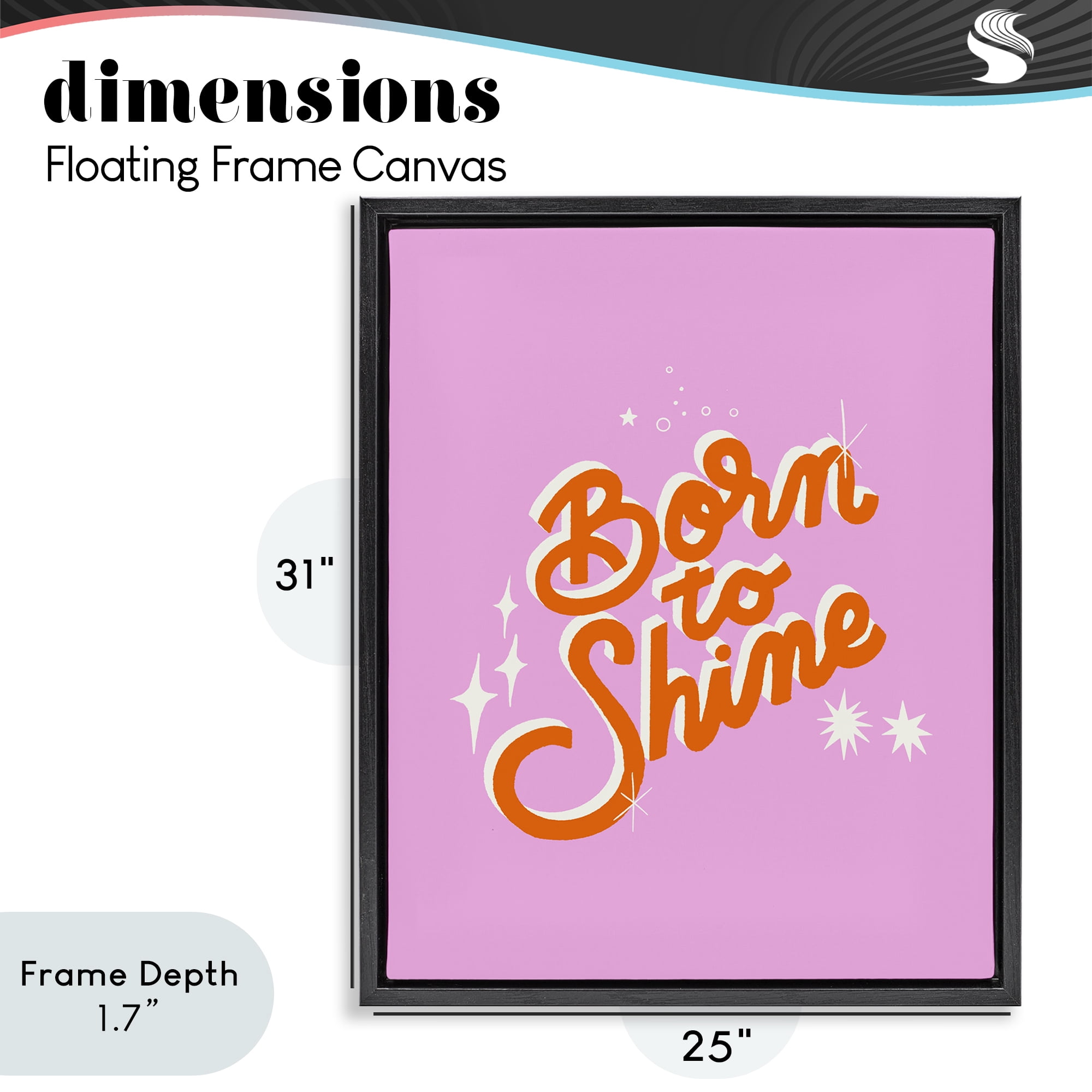 Stupell Industries Born To Shine on Pink Black Framed Floater Canvas Wall Art, design by Indira Prieto | IndySign