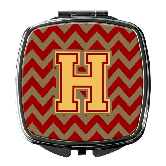 Letter H Chevron Garnet and Gold Compact Mirror