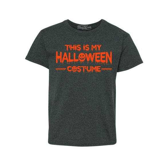 Shop4Ever Kids This is My Halloween Costume Graphic Child's Youth T-Shirt Large Dark Heather