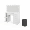 thumbnail image 4 of Boahaus Louise White Makeup Vanity Set with Lights, Glass Top, 6 Drawers, Stool, USB Charger, 4 of 12