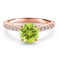 thumbnail image 3 of Gem Stone King 10K Rose Gold Yellow Lemon Quartz and Lab Grown Diamond Engagement Ring for Women | 1.40 Cttw | Round 7MM | Gemstone Birthstone | Size 9, 3 of 6
