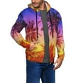 Adobk Palm Trees at Sunset Print Mens Fullzip Hoodie, Zipup Hooded
