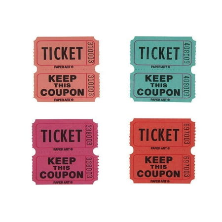 Pink/Purple/Red/Green 50/50 Ticket Roll (Best Day To Order Airline Tickets)