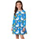 thumbnail image 1 of Vestido de manga larga con cuello redondo para niñas, vestido elástico de manga larga, corte A, estilo patinador con volantes, vestido de recital escolar, vestido de manga larga con cuello redondo par, 1 of 6
