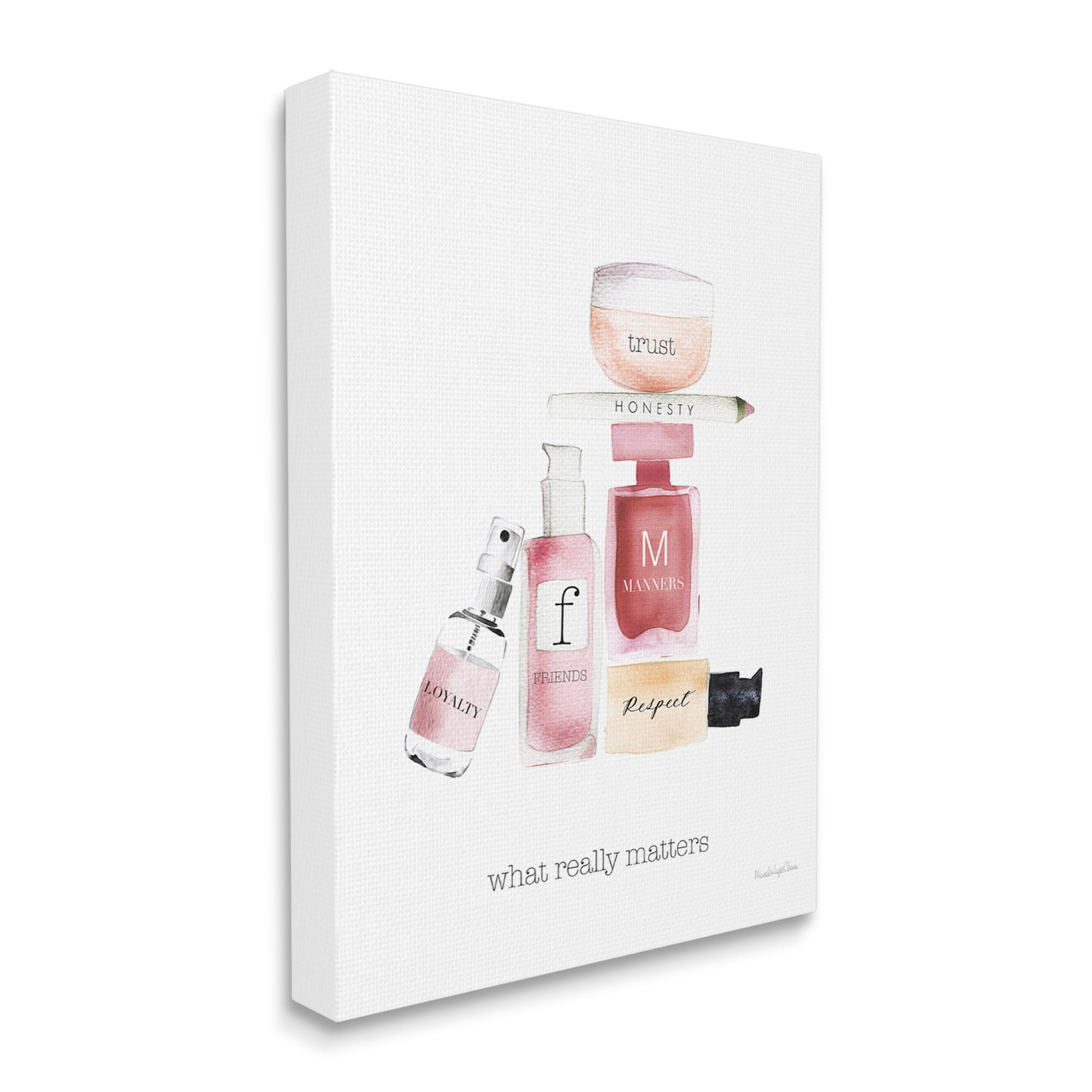 Stupell Industries Motivational Phrase Fashion Cosmetics What Really Matters Quote, 36 x 48, Design by Mercedes Lopez Charro