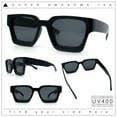thumbnail image 2 of Womens Mod Pop Color Beveled Thick Horn Rim Plastic Fashion Sunglasses All Black, 2 of 8