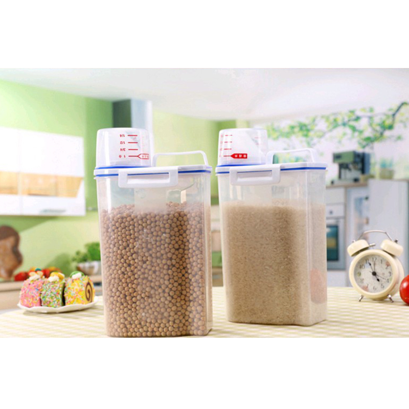 Alexsix 2L Plastic Cereal Dispenser Storage Box Kitchen Food Grain Rice  Container PP Multifunctional