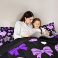 thumbnail image 4 of Feelyou Fashion Halloween Cartoon Full Size Bedding Sets, Spooky Zebra Print Bow Full Size Bed in a Bag, Purple, Black Reversible, 7-Piece, 4 of 7