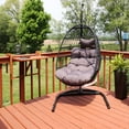 thumbnail image 6 of Sunnydaze Julia Polyethylene Wicker Egg Hanging Chair with Cushions and Stand, Gray, 6 of 9