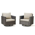 thumbnail image 2 of Unnifurnzi Patio Swivel Chairs-360 Degree Outdoor Swivel Glider Chair Set of 2 with High Back and Thickened Cushions for Deck Porch Garden Backyard-Brown/Beige, 2 of 7