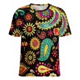 thumbnail image 5 of Vibrant Paisley Floral Colorful Pattern Design Women's Short Sleeve T-Shirt Crew Neck Casual Summer Trendy Loose Fit Tops, 5 of 6