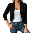 thumbnail image 3 of DIOAZUD Women's Cropped Open Front Cardigan 3/4 Sleeve Soft Stretch Knit Blazer Shawl Collar Casual Lightweight Cardigans Black S-XXL, 3 of 7