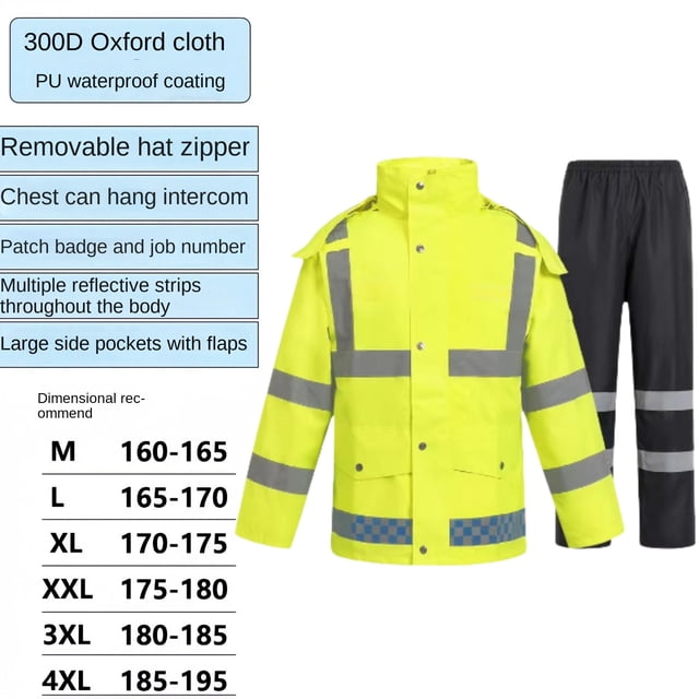Two sets Reflective Raincoat Rain Pants Suit Duty Split Raincoat Sanitation Workers Labor Protection Outdoor Raincoat