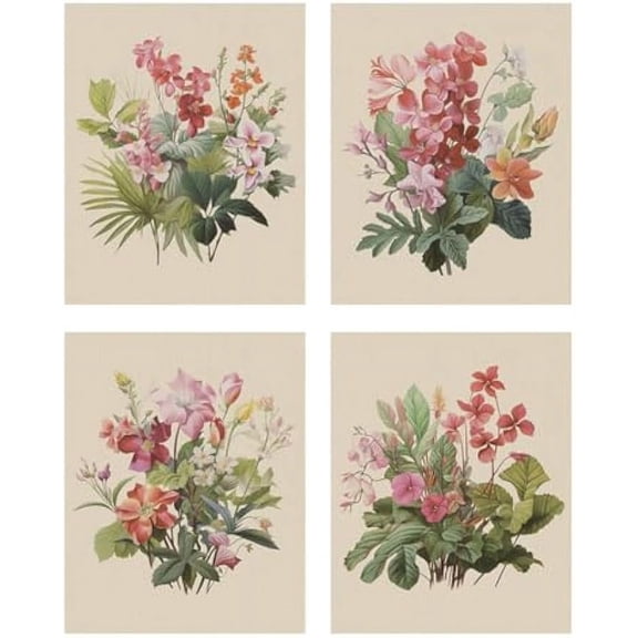 4 Pieces Cute Tapestries Retro Floral Small Size Aesthetic Tapestry Wall Hanging Vintage Aesthetic Home Decoration for Bedroom Living Room Study Workroom Band Club Society(15" x 20") Mixed Color