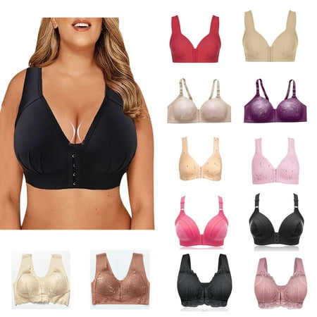 

Sport Bras for Women Front Closure Plus Size Wireless Push Up Comfortable Breathable Anti-Sagging Underwear Bra