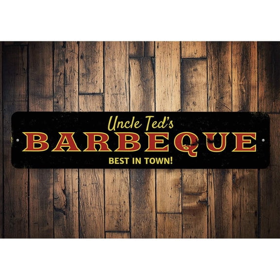 Barbecue Best in Town Novelty Decor, Metal Wall Sign - 4x18 Inches
