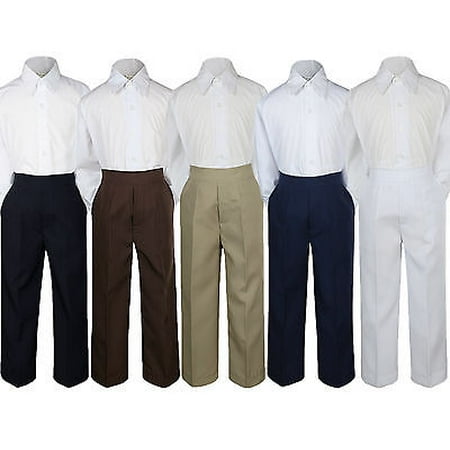 

2pc Boy Toddler Teen Kid Formal Party Tuxedo Suit White Shirt & Pants set Sm-20