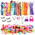 thumbnail image 2 of 32 Item/set Doll Accessories10 Pcs Doll Clothes Dress+4 Glasses+6 Necklace+2 Handbag+10 Pairs Shoes For Barbie Doll, 2 of 6