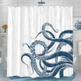 thumbnail image 3 of Octopus Decor Shower Curtain for Bathroom, Funny Blue and White Sea Monster Kraken Animal Fabric Shower Curtains Set, Unique Novelty Nautical Kids Restroom Accessories with Hooks 72X75Inches, 3 of 7