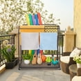 thumbnail image 3 of EastVita Pool Towel Rack Outdoor with Rattan Base,5 Bar Free Standing Poolside Beach Towel,Rattan Weaving Outdoor Towel Rack,Storage Organizer, 3 of 8