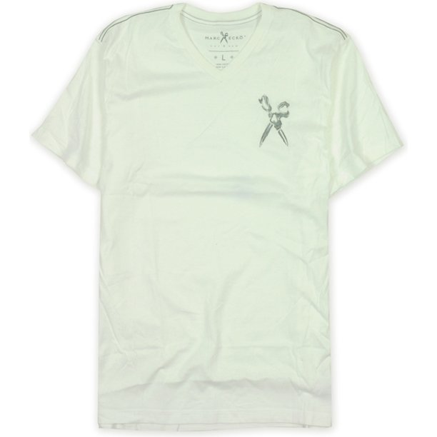 Marc Ecko - Camiseta gráfica con cuello en V para hombre, color blanco, XL