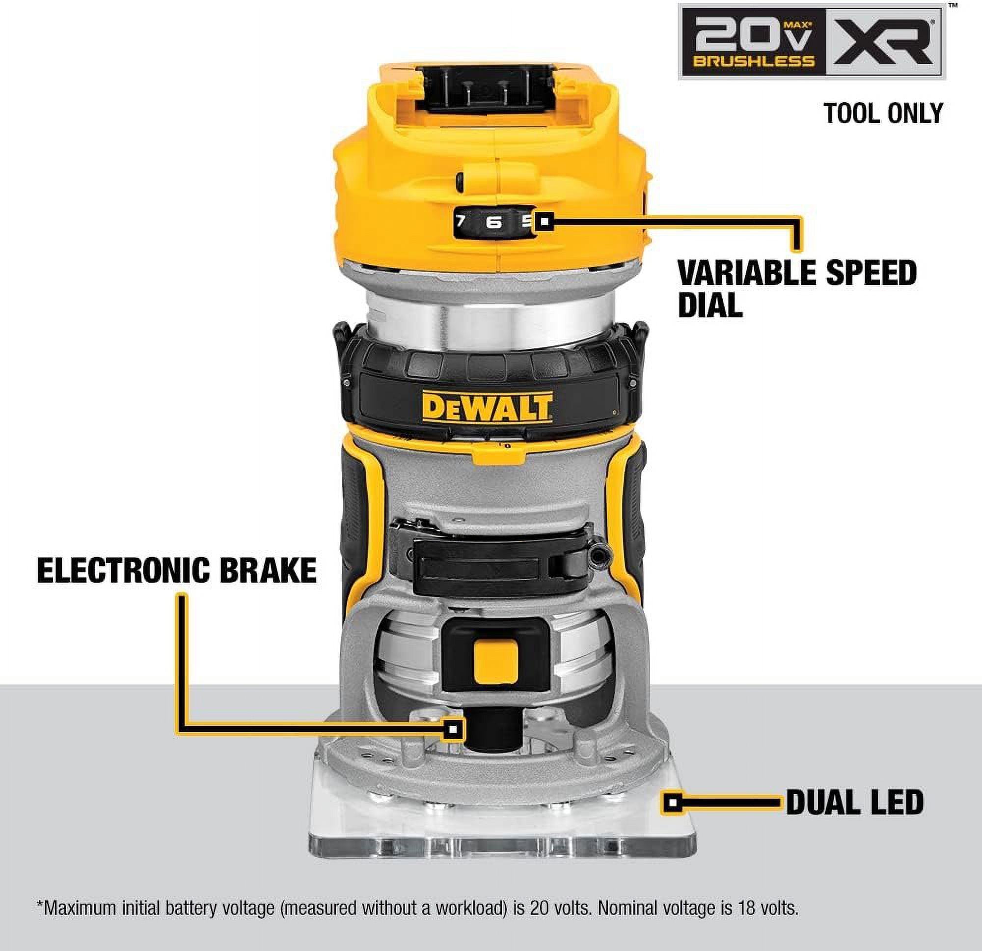 DEWALT 20V Max XR Cordless Router, Brushless, Tool Only DCW600B