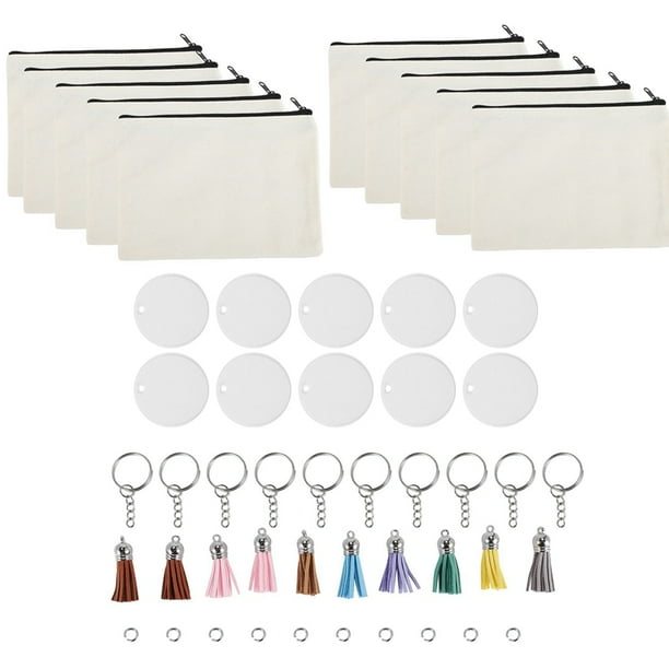 10 Pieces Sublimation Blanks Pouch DIY Heat Transfer Bags Iron on Transfer Zipper Canvas Pen