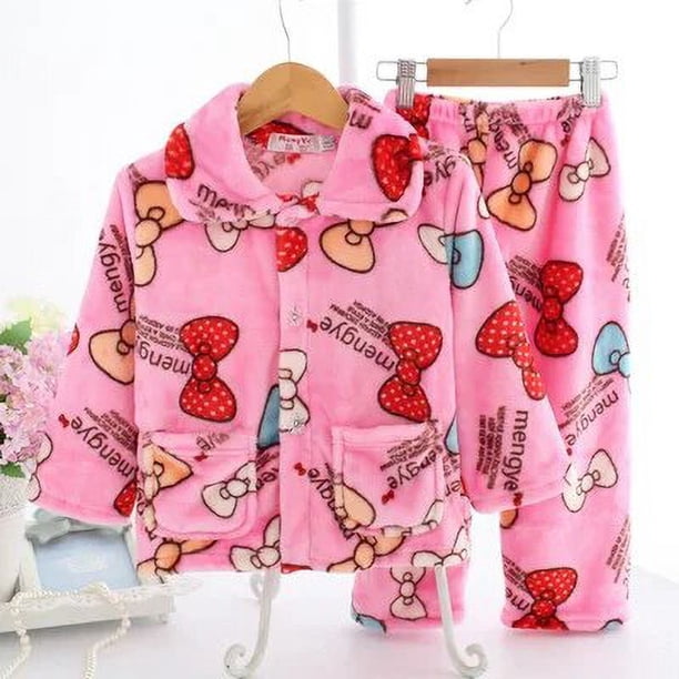 Pijamas de Otoño/Invierno para niñas, conjunto de 2 uds. De ropa para niños, bata infantil de franela, juegos de ropa de lana