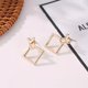 thumbnail image 2 of Stylish Hollow Rhombus Stud Earrings - Golden/Silvery Zinc Alloy Jewelry for Daily Wear and Gift Giving, 2 of 4
