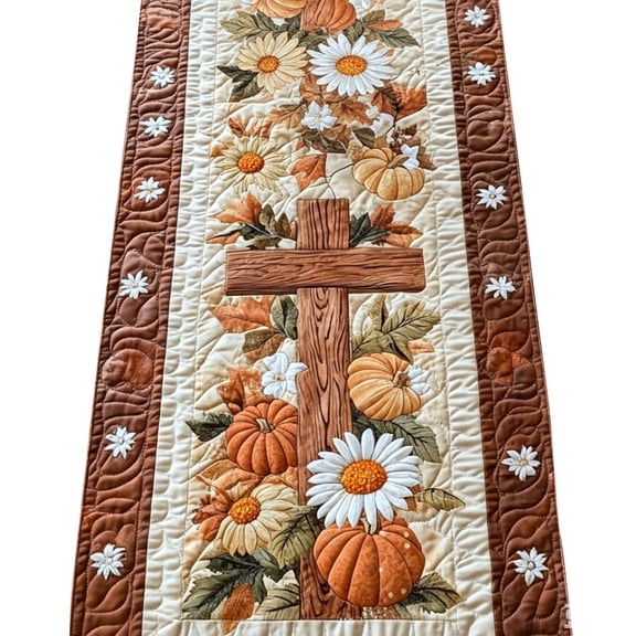 StlyGar Fall Table Runner Quilted Halloween and Thanksgiving Christmas Dining Decor | Farmhouse Table Accent for Kitchen, Buffet and Holiday Meals, Available in 14 x 72 inch