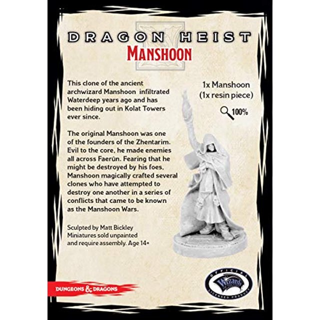 Gale Force Nine Dungeons & Dragons Dragon Heist: MANSHOON Serie Coleccionista Miniatura, M Gale Force Nine Gale Force Nine