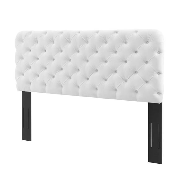 Tufted Headboard, Twin Size, Velvet, White, Modern Contemporary Urban Design, Bedroom Master Guest Suite
