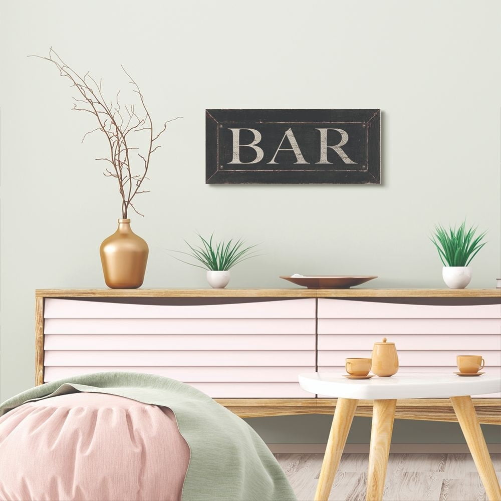 Stupell Industries Bar Kitchen Sign Black And White Word Design Canvas Wall Art by Stephanie Workman Marrott